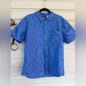 Disney Blue Palm Print Men's Casual Shirt